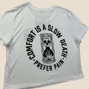 Few Will Hunt Womens S Comfort Is A Slow Death Crop Top Graphic Skull White FWH‎